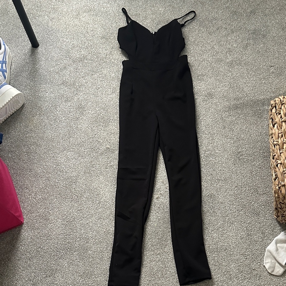 Black Cutout Strap Jumpsuit